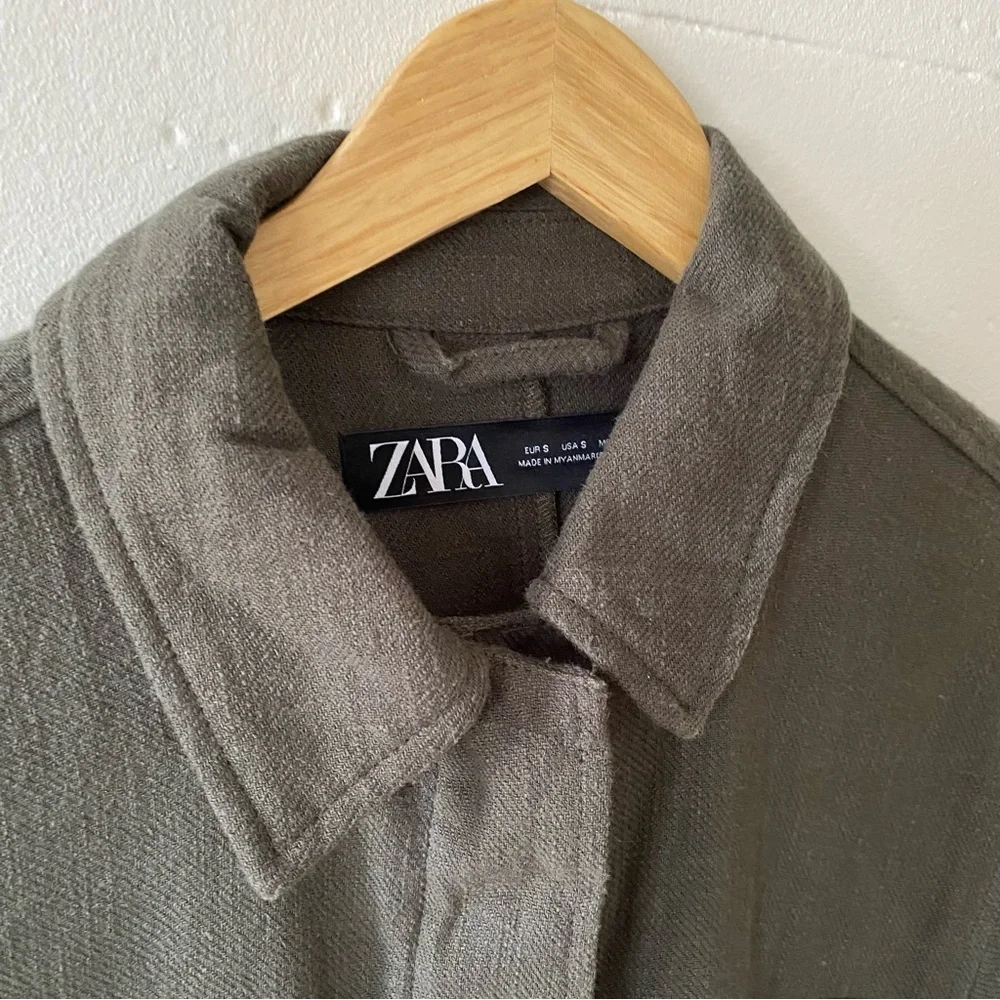 Zara | Khaki Oversized Shacket | Cotton Lightweight Utility | Medium - Picture 3 of 7